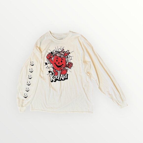Kool-Aid Man Long Sleeve Graphic Tee XXL Cream Cotton Crewneck Retro Design - Picture 4 of 9
